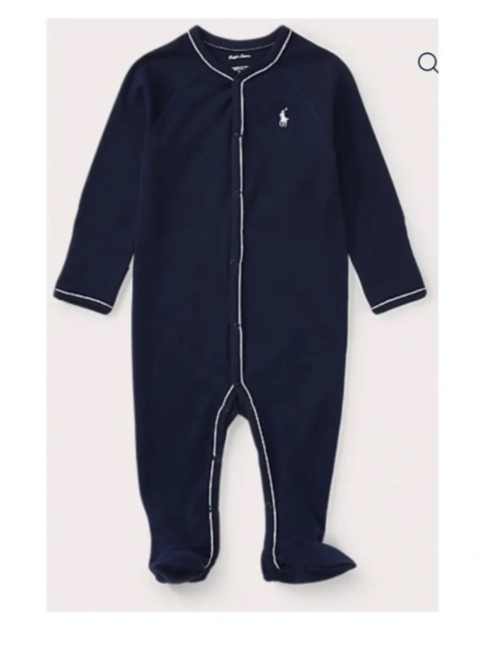 Ralph Lauren Cotton Jersey Footed Pajamas in Navy